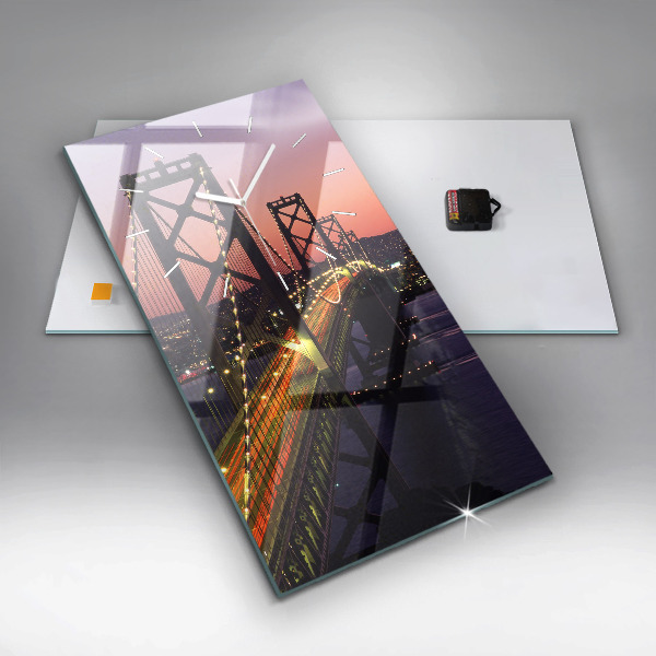 Vertikální skleněné hodiny Západ slunce v USA