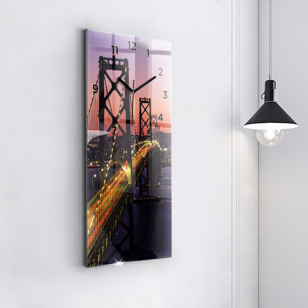 Vertikální skleněné hodiny Západ slunce v USA