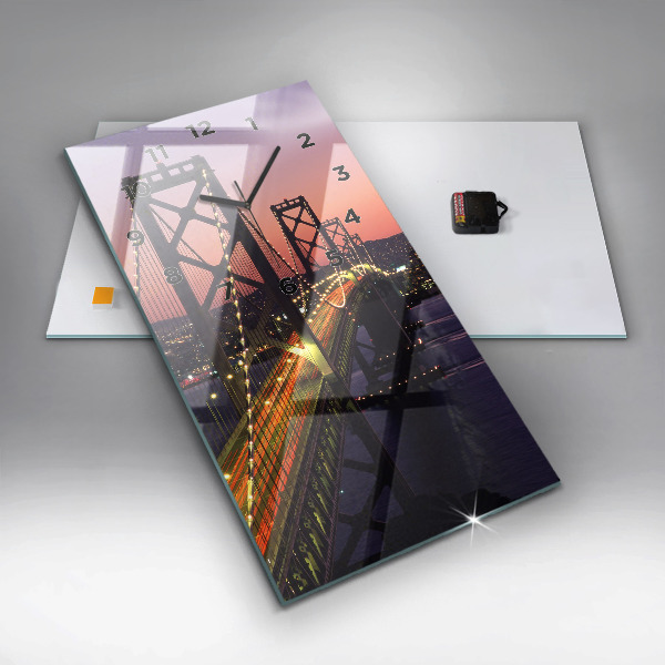 Vertikální skleněné hodiny Západ slunce v USA