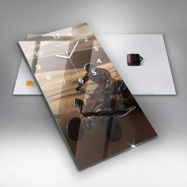 Vertikální skleněné hodiny Čtyřkolka v poušti