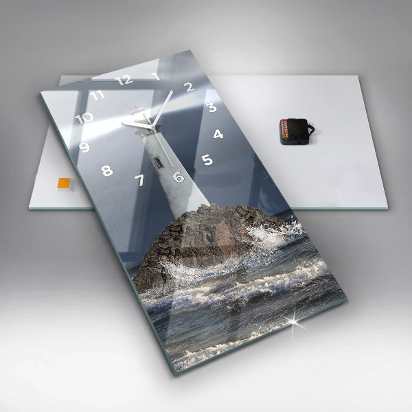Vertikální skleněné hodiny Maják
