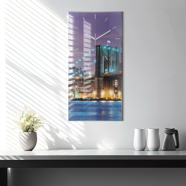 Vertikální skleněné hodiny Brooklynský most a East River