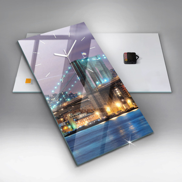 Vertikální skleněné hodiny Brooklynský most a East River