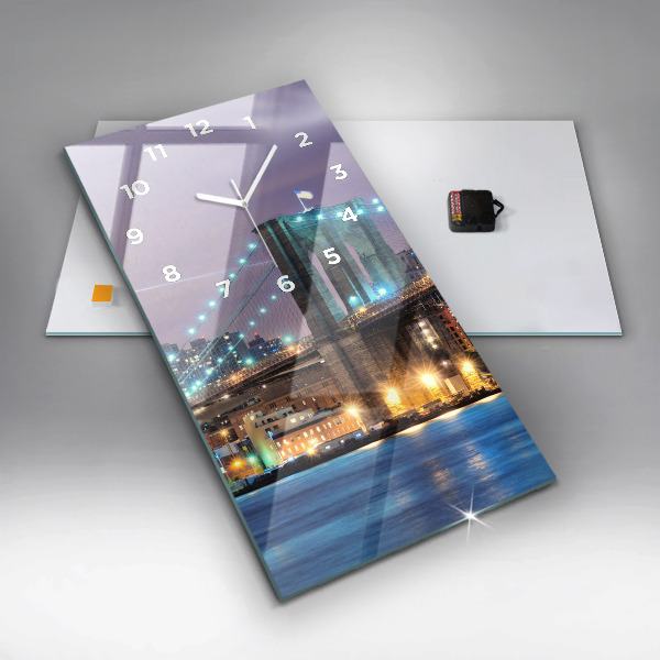 Vertikální skleněné hodiny Brooklynský most a East River