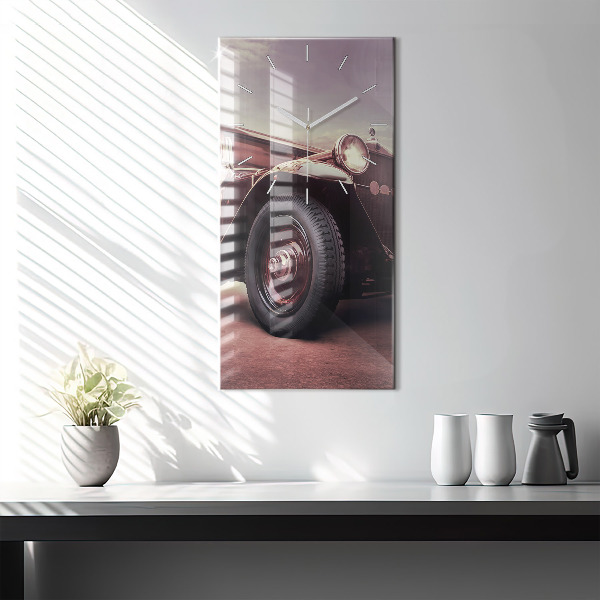 Vertikální skleněné hodiny Historické auto