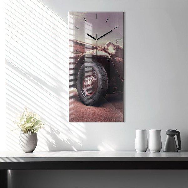 Vertikální skleněné hodiny Historické auto