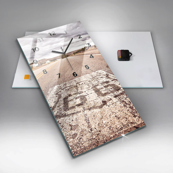 Vertikální skleněné hodiny Silnice Route 66 USA