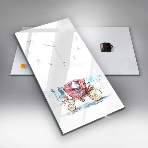 Vertikální skleněné hodiny Starobylý kočár královny