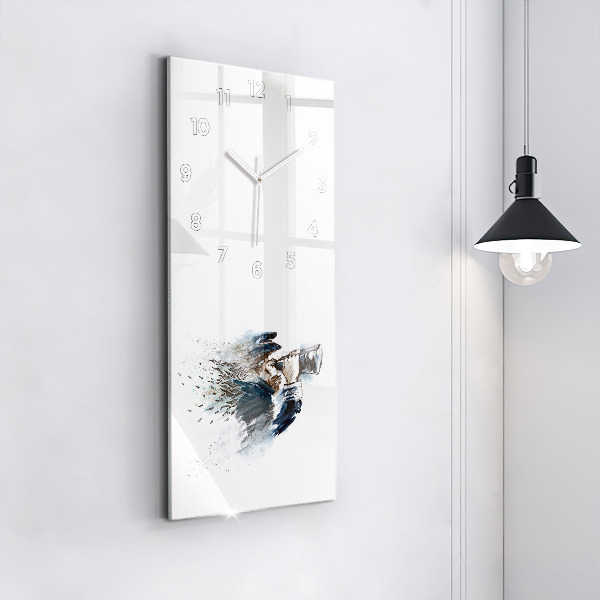 Vertikální skleněné hodiny Kapitán s dalekohledem