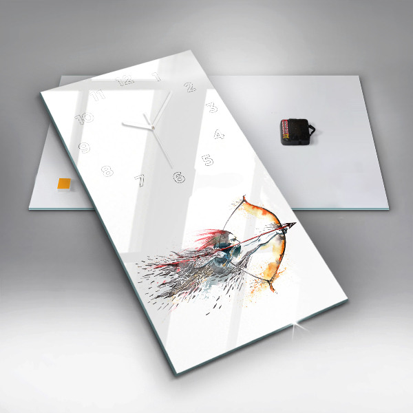 Vertikální skleněné hodiny Bojovník na lovu