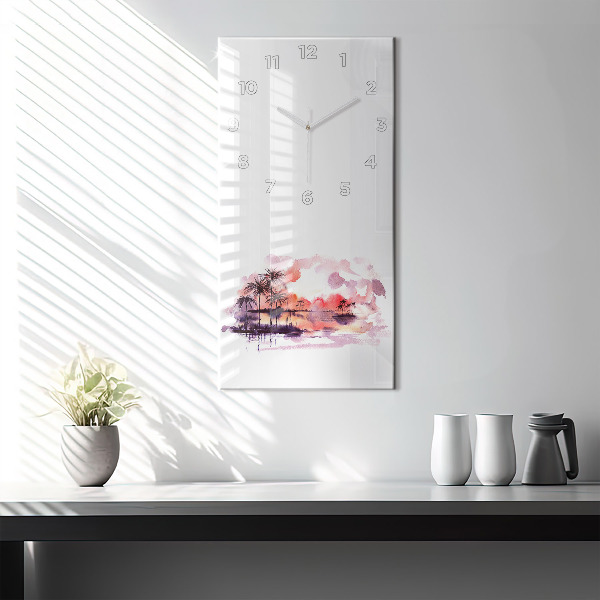 Vertikální skleněné hodiny Tropická krajina