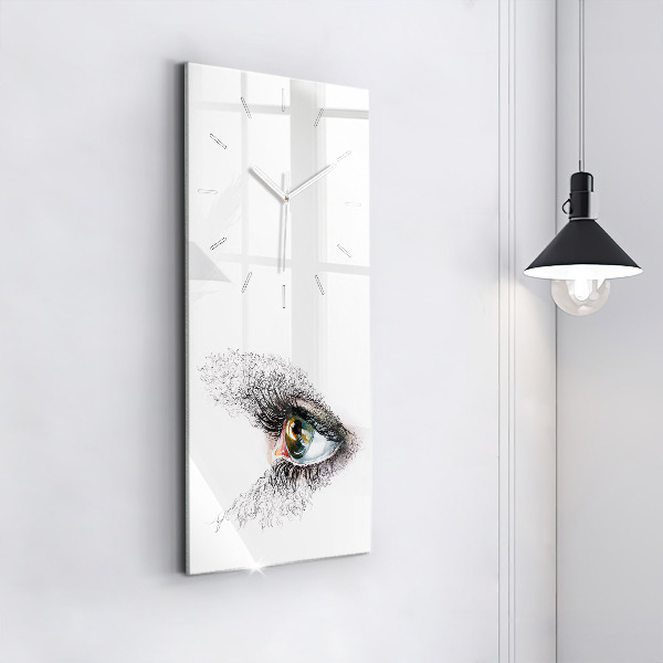 Vertikální skleněné hodiny Kresba lidského oka