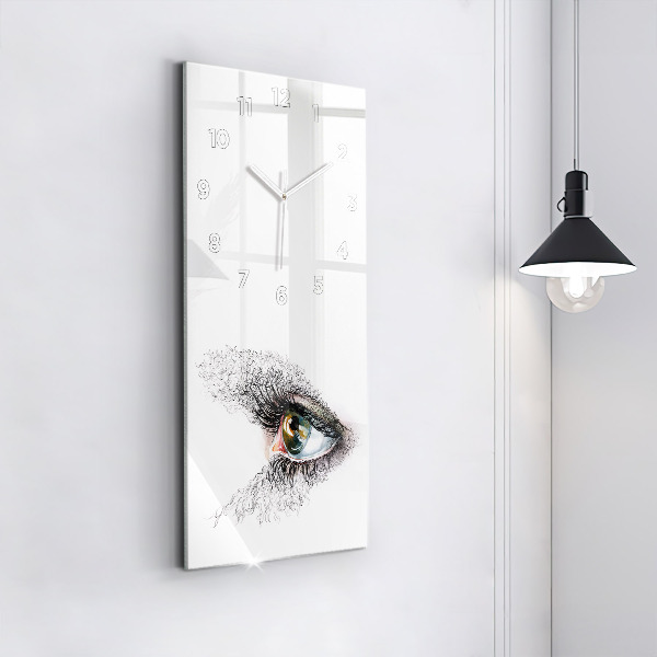 Vertikální skleněné hodiny Kresba lidského oka
