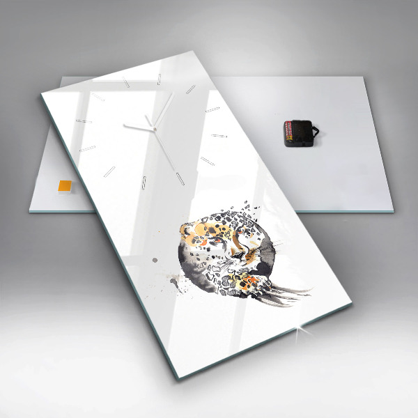 Vertikální skleněné hodiny Gepard uvnitř kruhu abstraktní