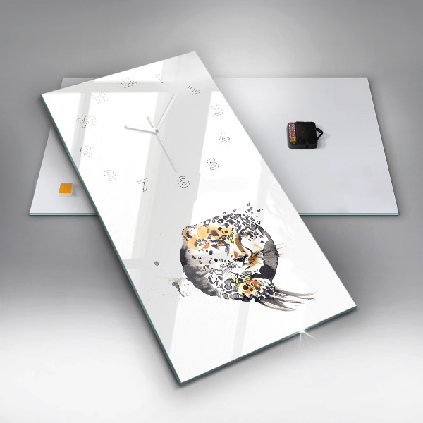 Vertikální skleněné hodiny Gepard uvnitř kruhu abstraktní