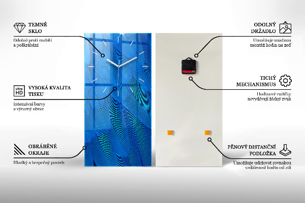 Vertikální skleněné hodiny Gepard uvnitř kruhu abstraktní