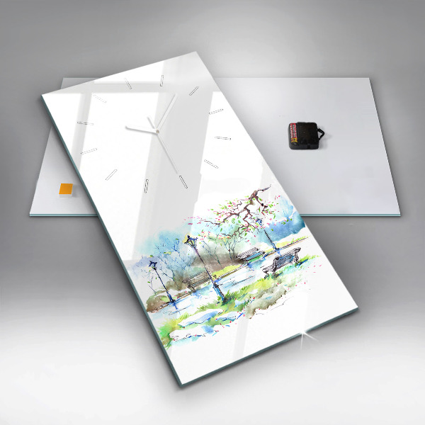 Vertikální skleněné hodiny Malebné jaro