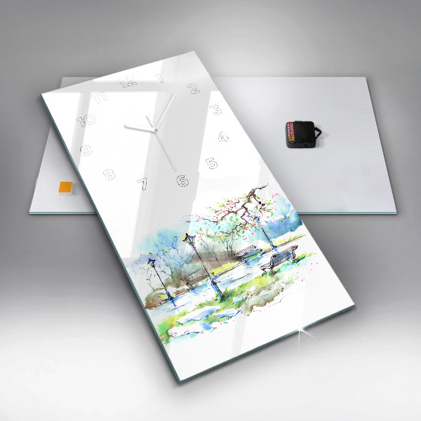 Vertikální skleněné hodiny Malebné jaro