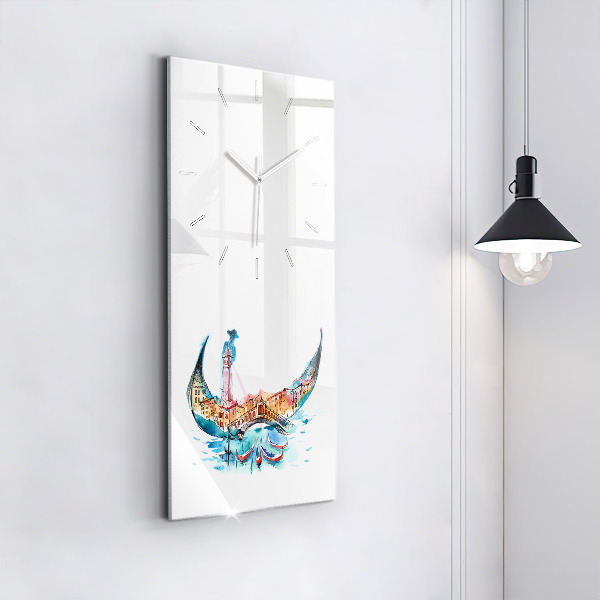 Vertikální skleněné hodiny Itálie - Benátská gondola