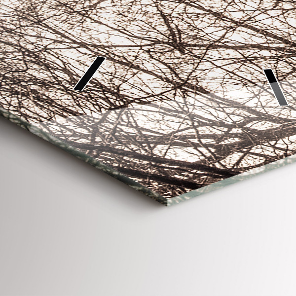 Vertikální skleněné hodiny Lesní cesta v sépiové barvě