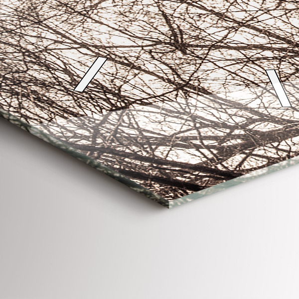 Vertikální skleněné hodiny Lesní cesta v sépiové barvě