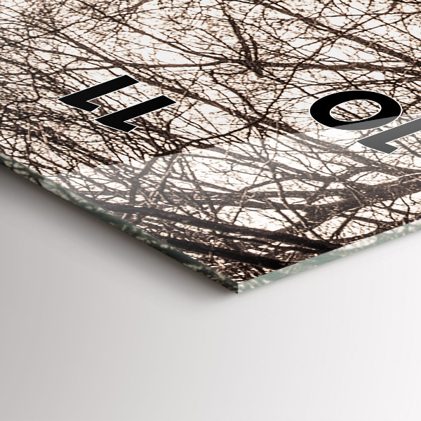 Vertikální skleněné hodiny Lesní cesta v sépiové barvě