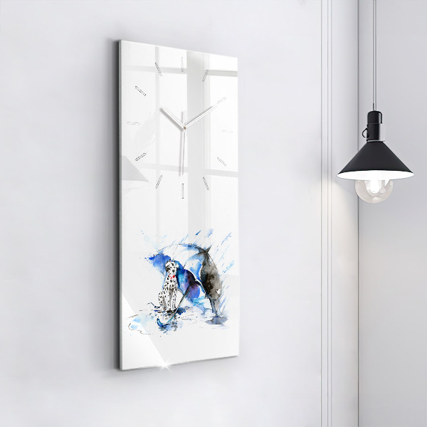 Vertikální skleněné hodiny Dalmatin a deštník