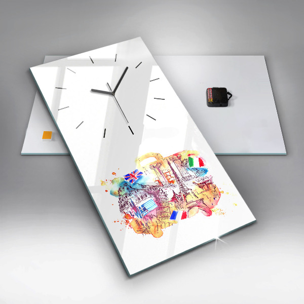 Vertikální skleněné hodiny Atraktivní země světa