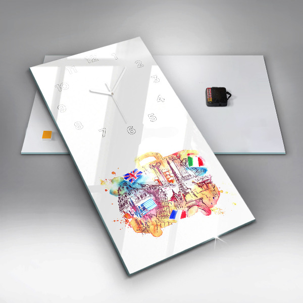 Vertikální skleněné hodiny Atraktivní země světa