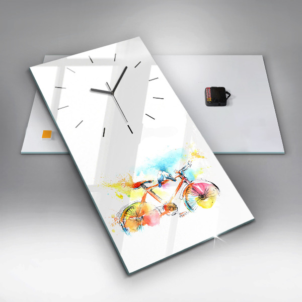 Vertikální skleněné hodiny Malované jízdní kolo