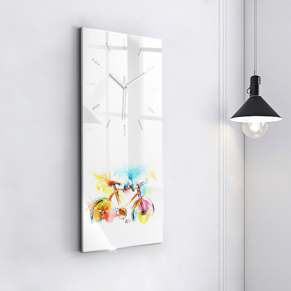 Vertikální skleněné hodiny Malované jízdní kolo