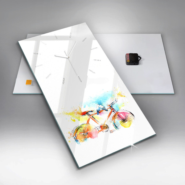 Vertikální skleněné hodiny Malované jízdní kolo