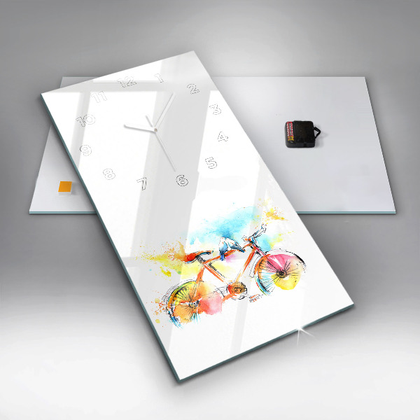 Vertikální skleněné hodiny Malované jízdní kolo