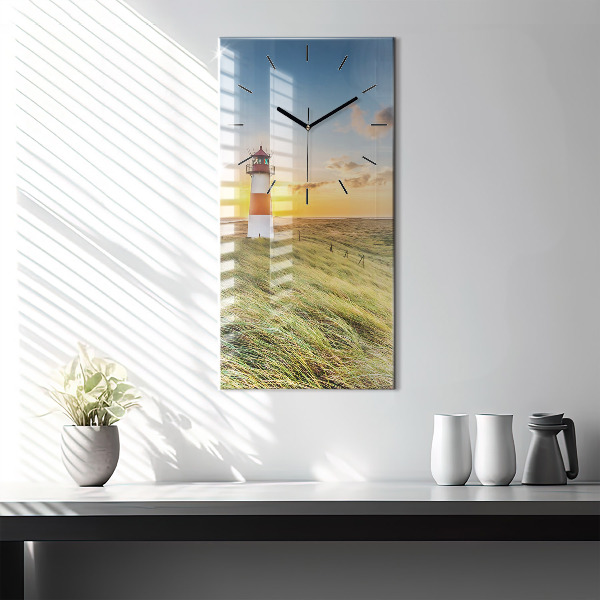 Vertikální skleněné hodiny Maják