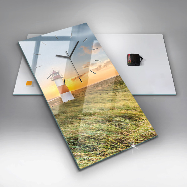 Vertikální skleněné hodiny Maják