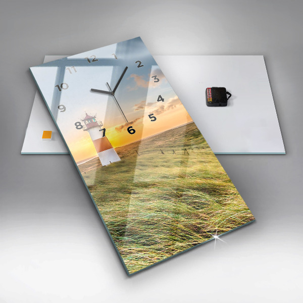 Vertikální skleněné hodiny Maják
