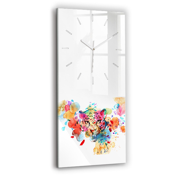 Vertikální skleněné hodiny Abstraktní divoká kočka