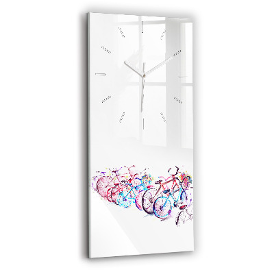 Vertikální skleněné hodiny Barevná městská kola