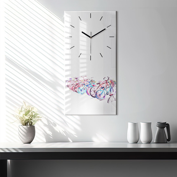 Vertikální skleněné hodiny Barevná městská kola