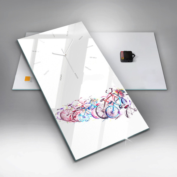 Vertikální skleněné hodiny Barevná městská kola