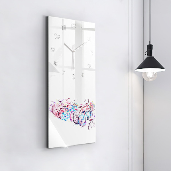 Vertikální skleněné hodiny Barevná městská kola