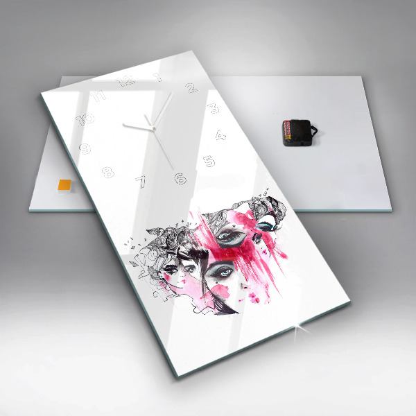 Vertikální skleněné hodiny Abstrakce s mnoha tvářemi