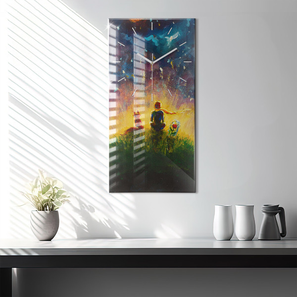 Vertikální nástěnné hodiny Abstraktní malý princ