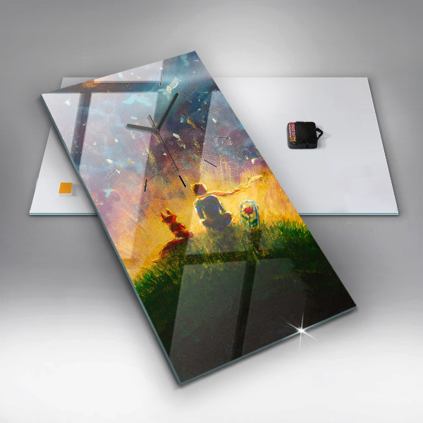 Vertikální nástěnné hodiny Abstraktní malý princ