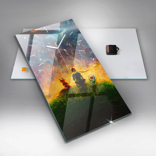 Vertikální nástěnné hodiny Abstraktní malý princ