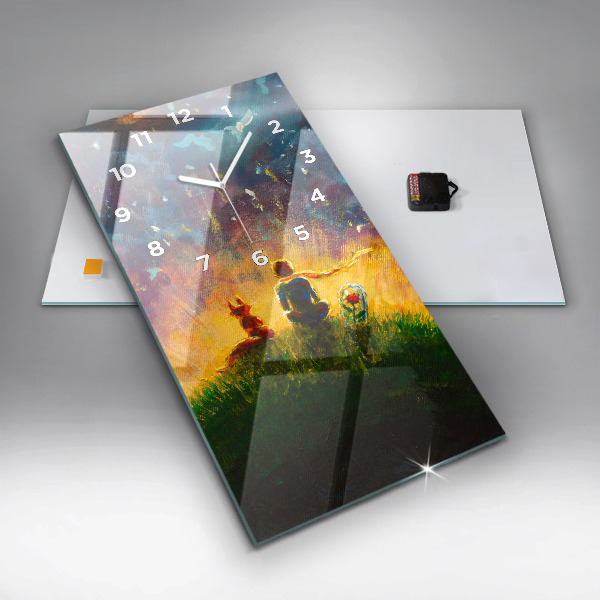 Vertikální nástěnné hodiny Abstraktní malý princ