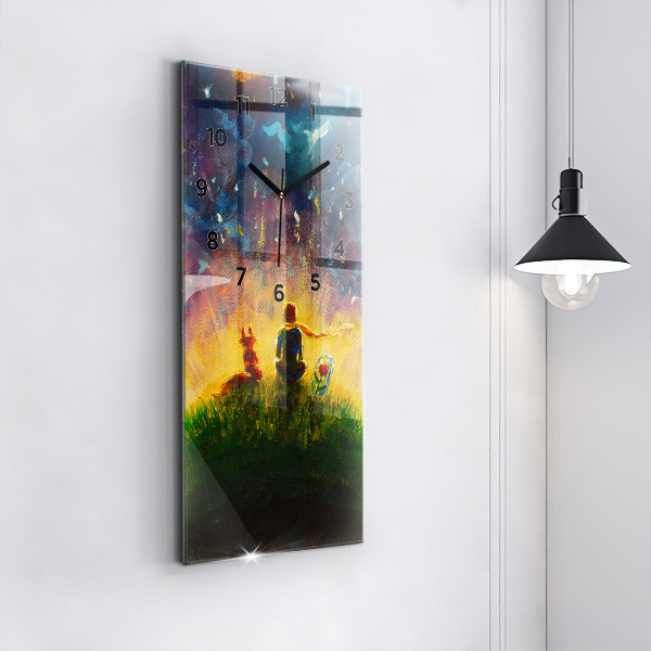 Vertikální nástěnné hodiny Abstraktní malý princ