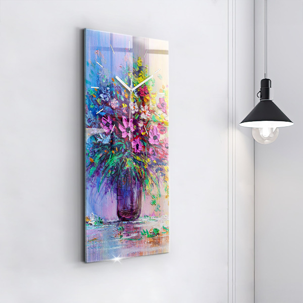 Vertikální nástěnné hodiny Květiny ve váze