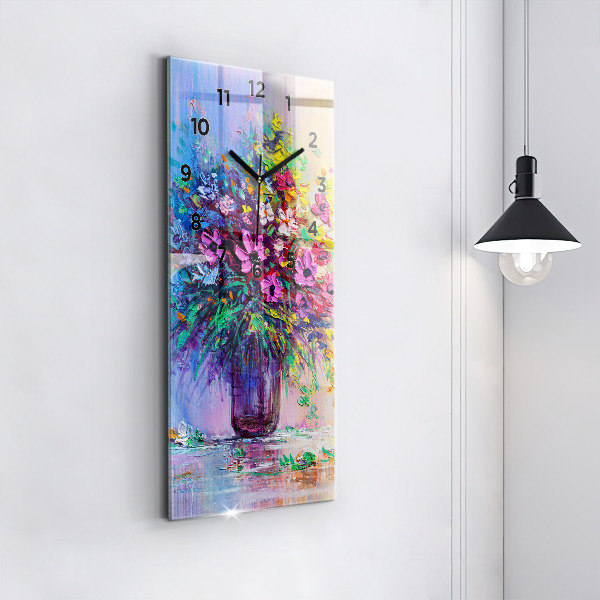 Vertikální nástěnné hodiny Květiny ve váze