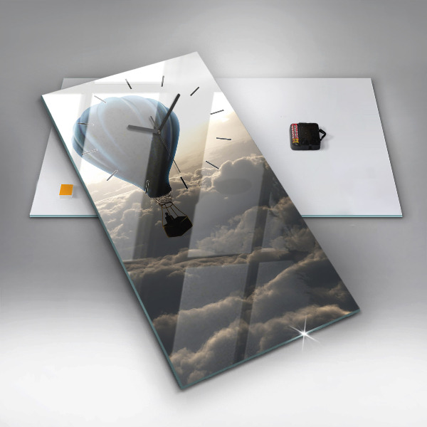 Vertikální skleněné hodiny Balón na obloze